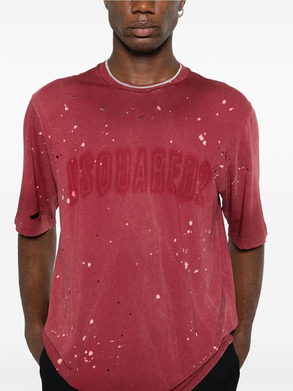 DSQ2 logo-print distressed T-shirt