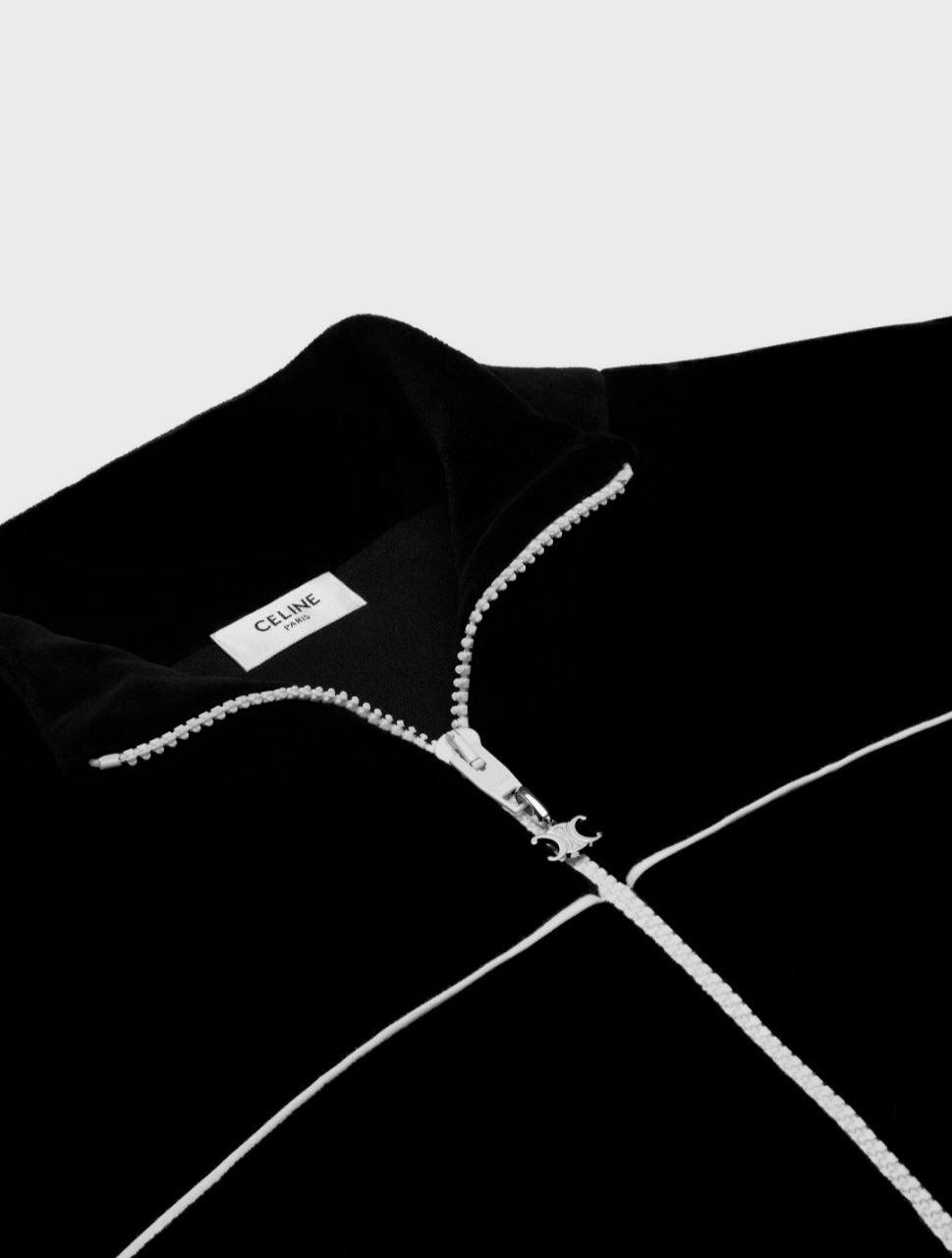 CELINE TRACKSUIT JACKET IN VELVET JERSEY BLACK / WHITE