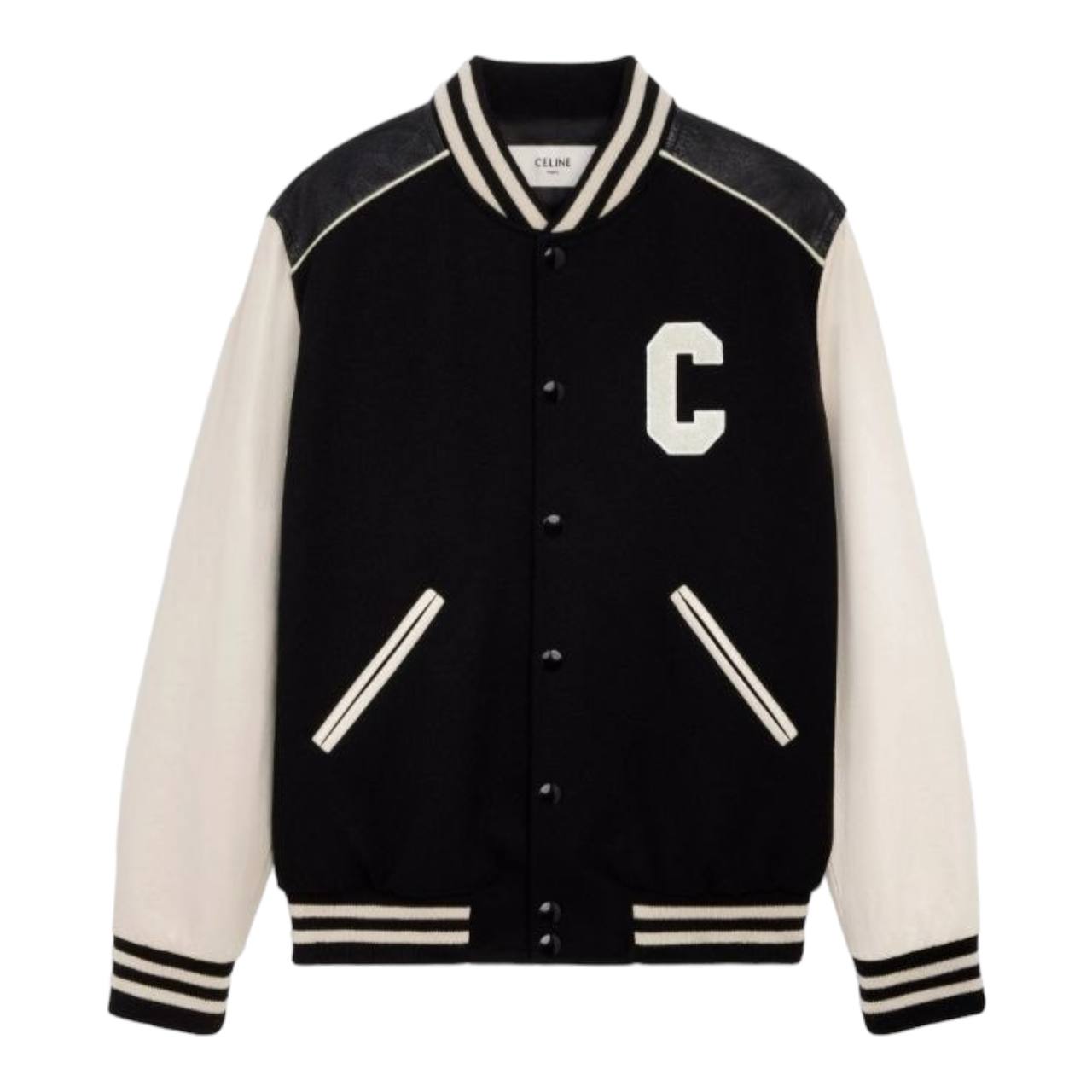 CELINE CLASSIC TEDDY JACKET IN TEXTURED WOOL BLACK