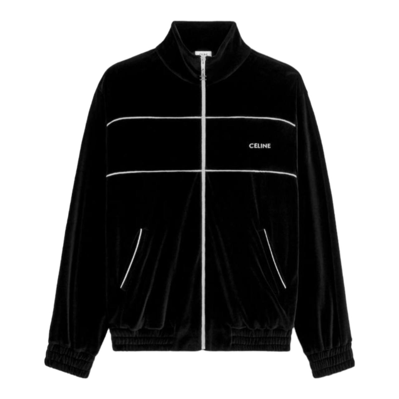 CELINE TRACKSUIT JACKET IN VELVET JERSEY BLACK / WHITE