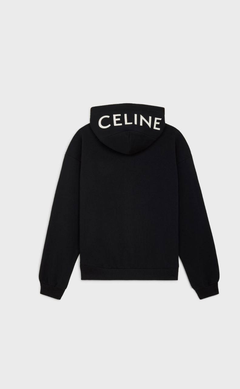 CELINE LOOSE HOODIE IN COTTON FLEECE BLACK / WHITE