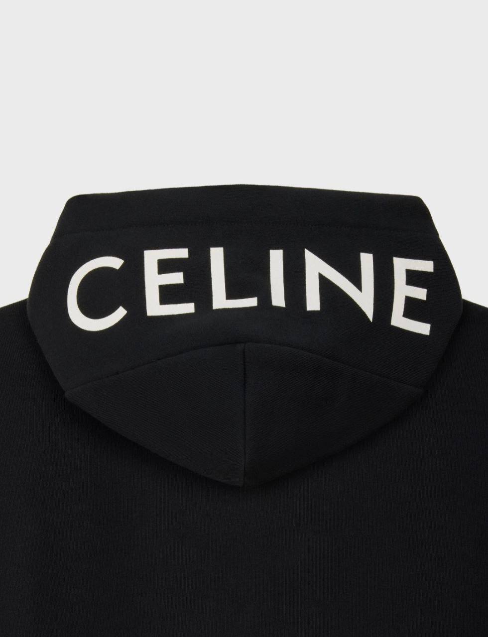 CELINE LOOSE HOODIE IN COTTON FLEECE BLACK / WHITE