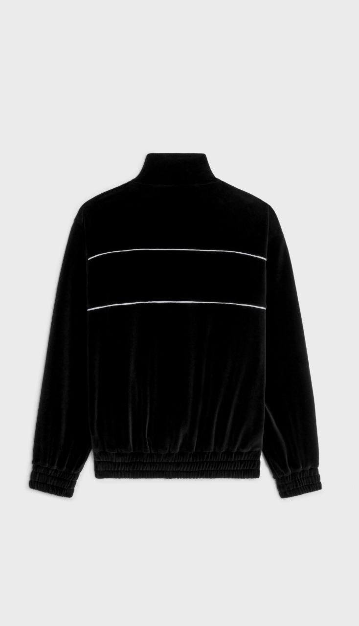 CELINE TRACKSUIT JACKET IN VELVET JERSEY BLACK / WHITE